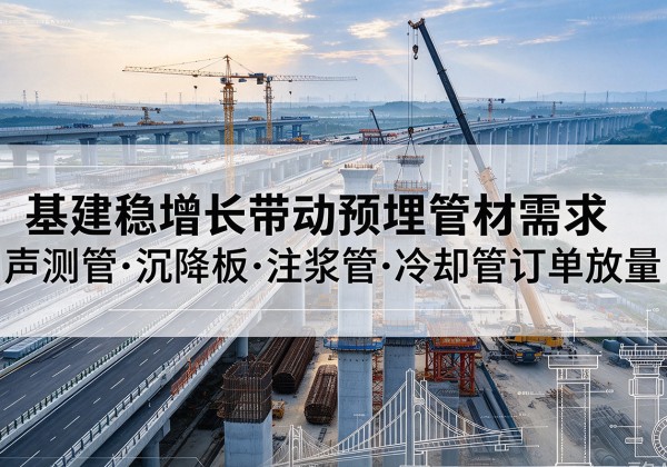 同安基建稳增长带动预埋监测管材需求，声测管、沉降板、注浆管订单持续放量
